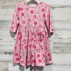 Mila & Rose Dress Girls 4T Pink Smiley Face Heart Pockets Twirl Girly EUC